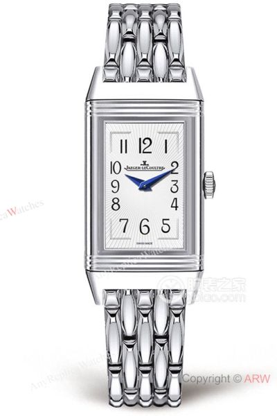 High Quality Replica JAEGER-LECOULTRE Reverso Collection Silver Leather Strap White Face Dial Silver Stainless Steel Bezel Watch 23*34mm